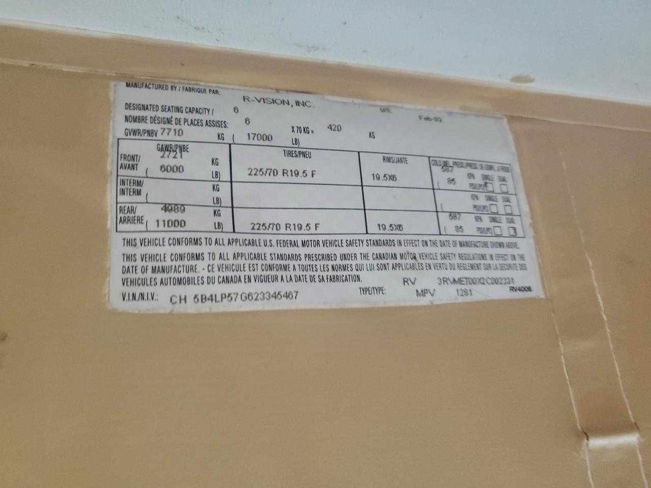 Workhorse Custom Cha Motorhome P3500 Image 8